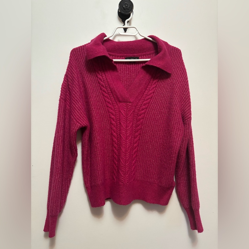 Rachel Zoe Fuchsia V-Neck Sweater